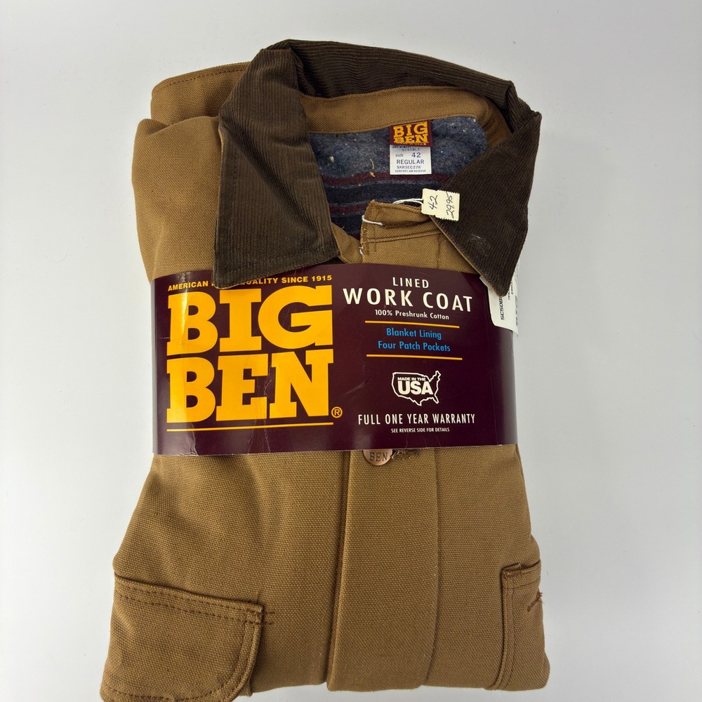 Big Ben Vintage Chore Coat Blanket Lined Brown Mens 42 Large NWT NOS USA 5C50BLC